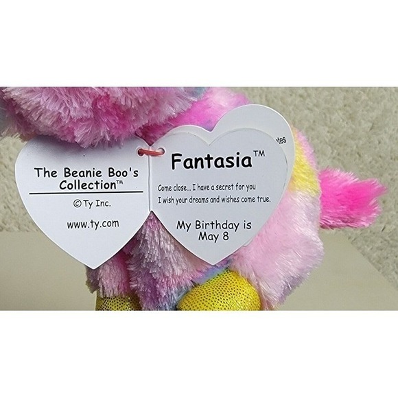 Ty Beanie Boos Darla Dragon and Fantasia Unicorn and Roxie Raccoon Plush Set - Picture 6 of 11